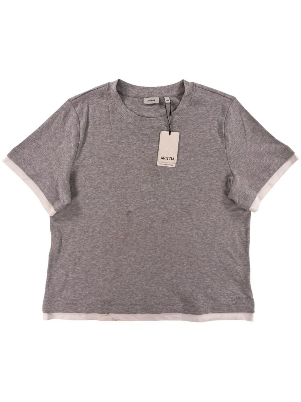 Aritzia Function Shirt Heather Gray Cotton Crew Neck Women's Sz Large DEFECT NEW